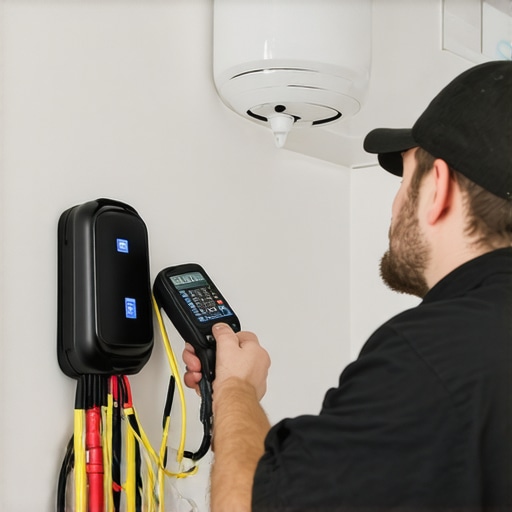 Electrical troubleshooting in progress Electrician diagnosing ceiling fan and EV charger wiring