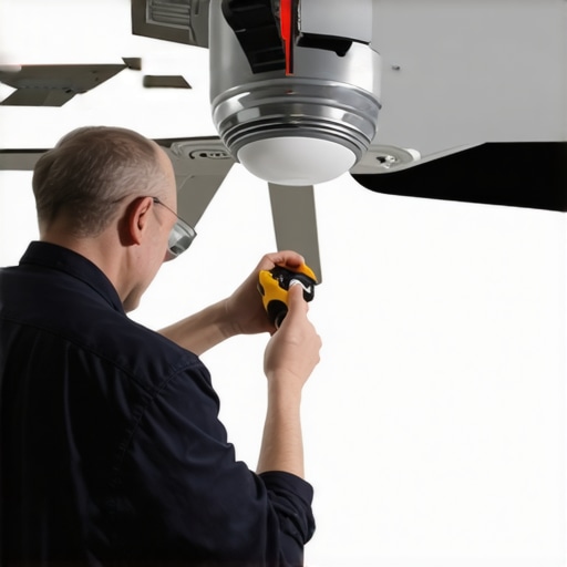 Electrician checking wiring connections in a ceiling fan